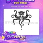 Free Detailed Tentacles Free Floral Pattern Octopus Free SVG - Instant Download