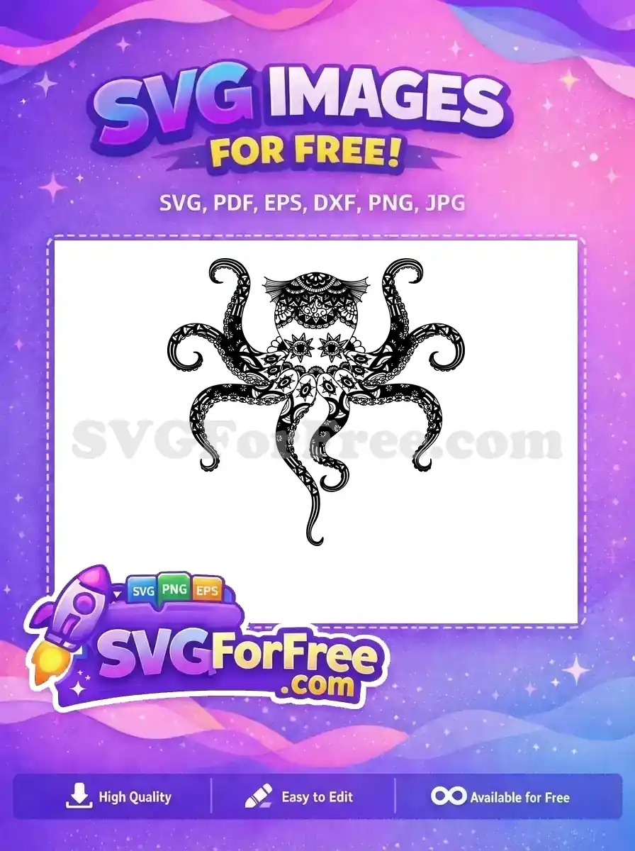 Free Detailed Tentacles Free Floral Pattern Octopus Free SVG