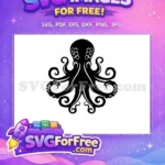 Free Tentacle Design Free Ocean Creature Silhouette Free SVG 1 - Instant Download