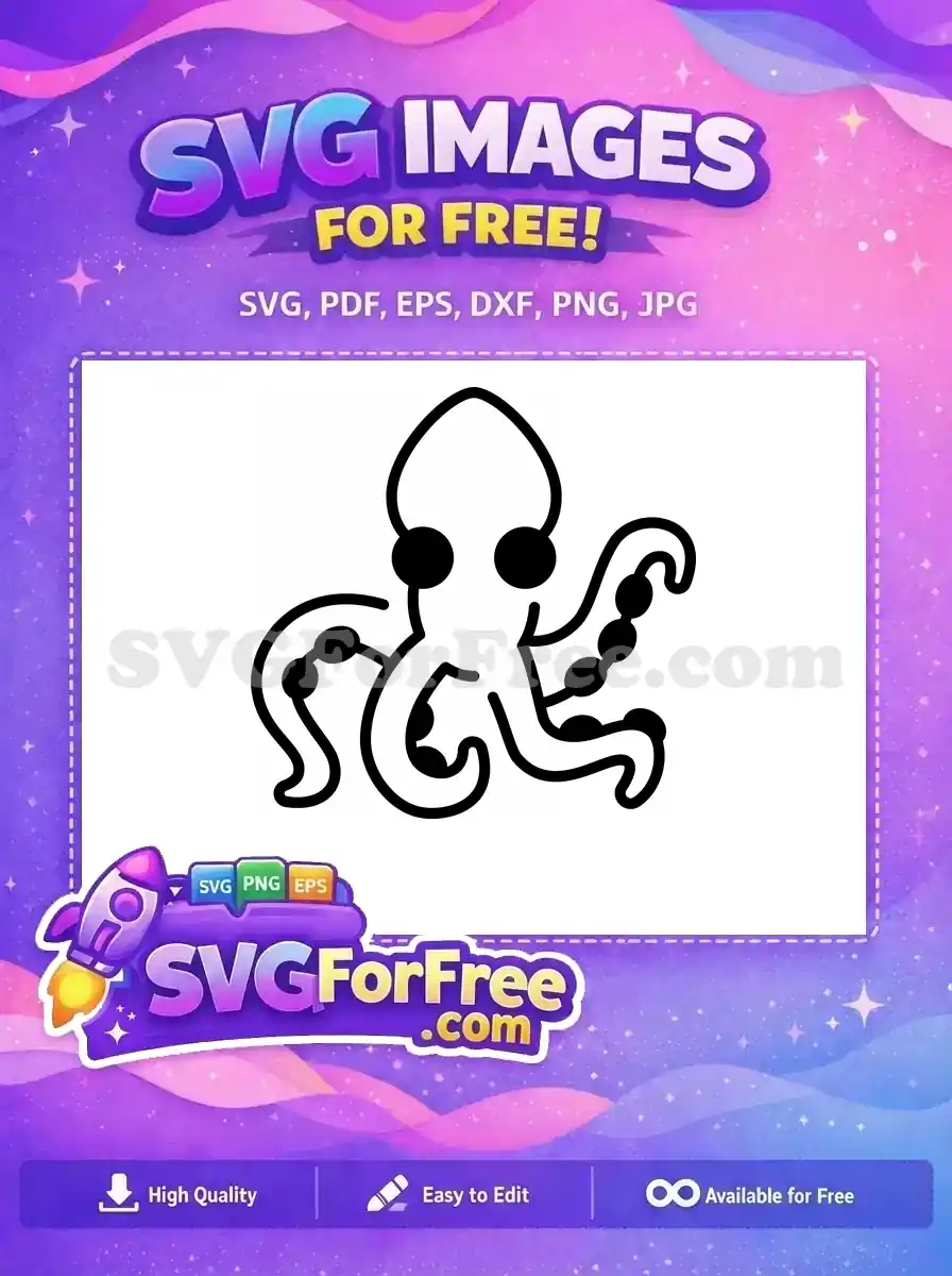 Free Curled Tentacle Free Underwater Creature Octopus Free SVG