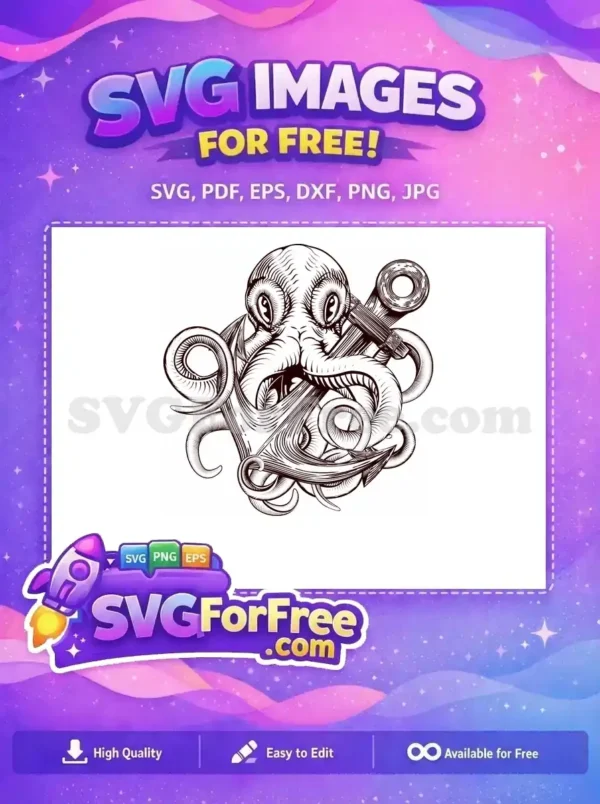 Free Detailed Tentacles Free Anchor Silhouette Ocean Free SVG