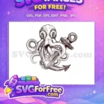 Free Detailed Tentacles Free Nautical Anchor Octopus Free SVG - Instant Download