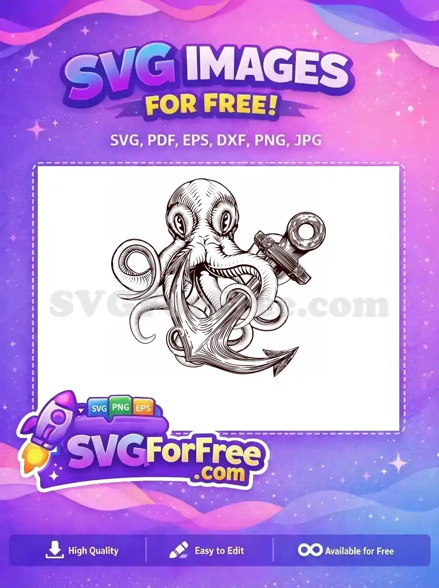 Free Detailed Tentacles Free Nautical Anchor Octopus Free SVG