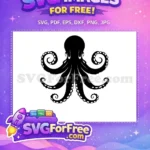 Free Tentacled Octopus Free Silhouette Ocean Free SVG - Instant Download