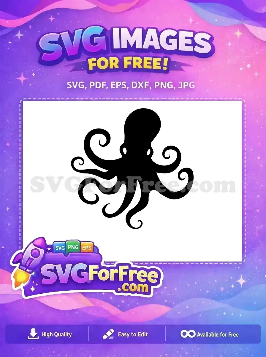 Free Curled Tentacles Free Sea Creature Octopus Free SVG 6