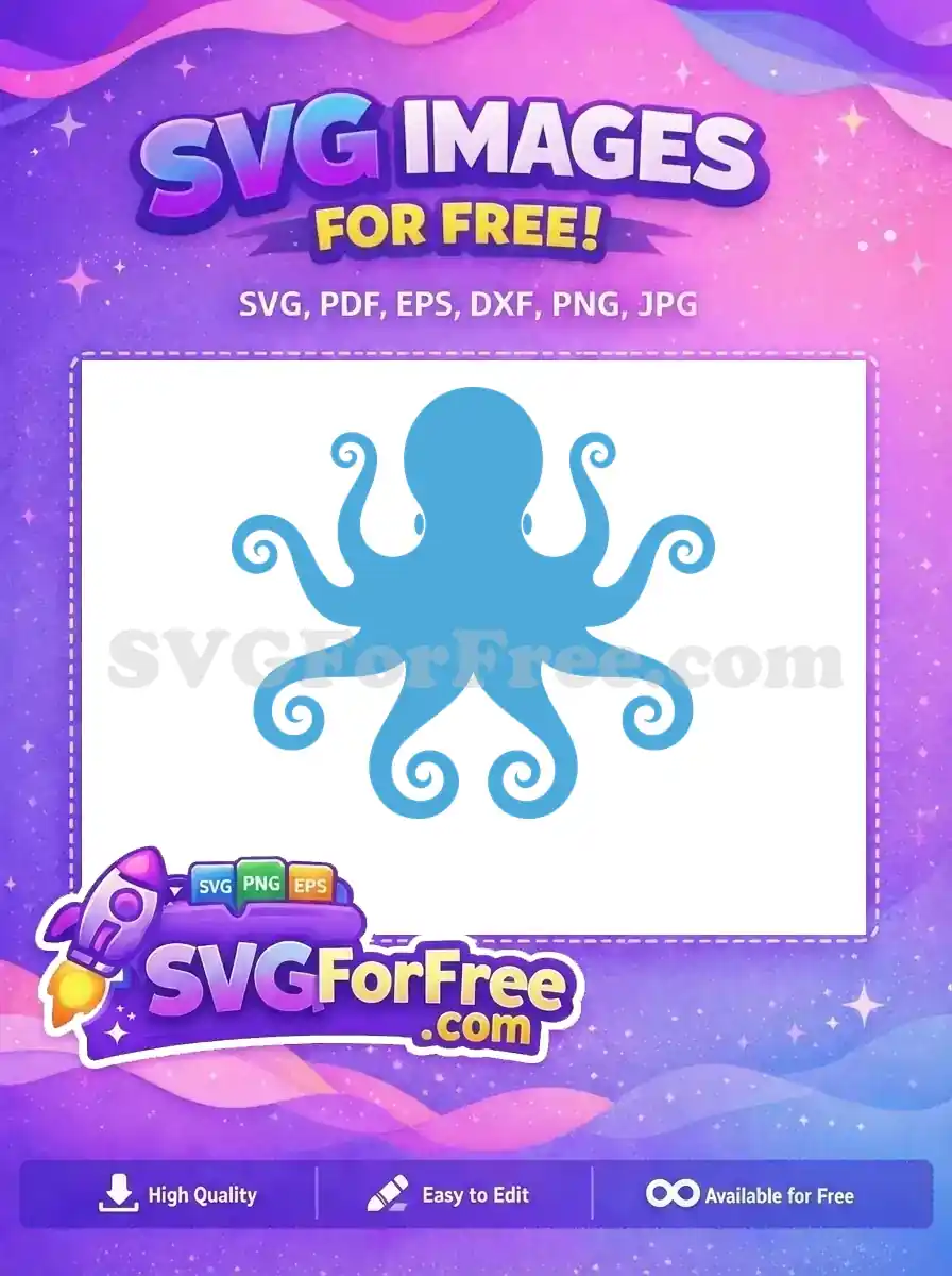 Free Curled Tentacles Free Blue Sea Octopus Free SVG