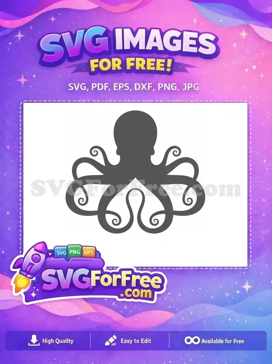 Free Curled Tentacles Free Gray Octopus Silhouette Free SVG