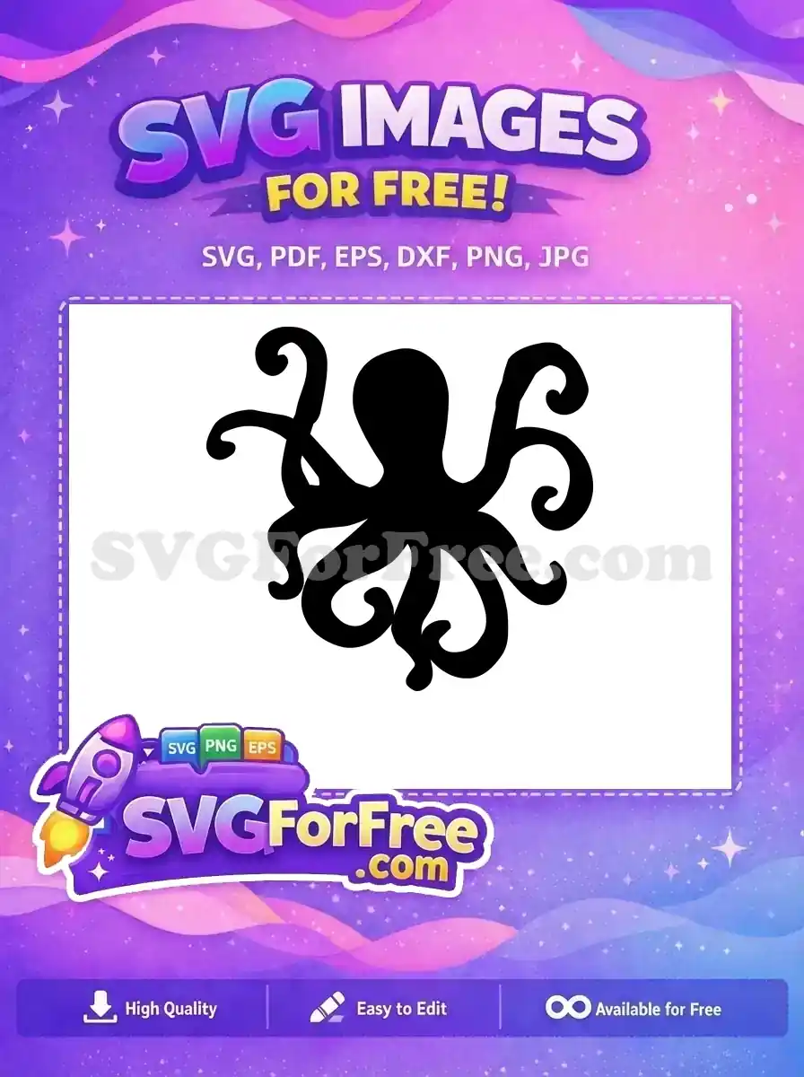 Free Curled Tentacles Free Sea Creature Octopus Silhouette Free SVG 2