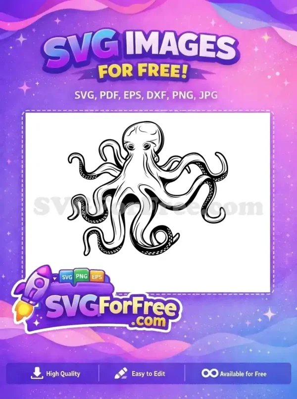 Free Detailed Tentacles Free Symmetrical Eyes Octopus Free SVG