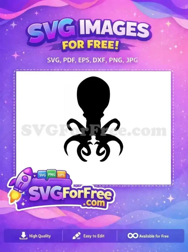 Free Black Ink Free Tentacle Silhouette Cthulhu Free SVG
