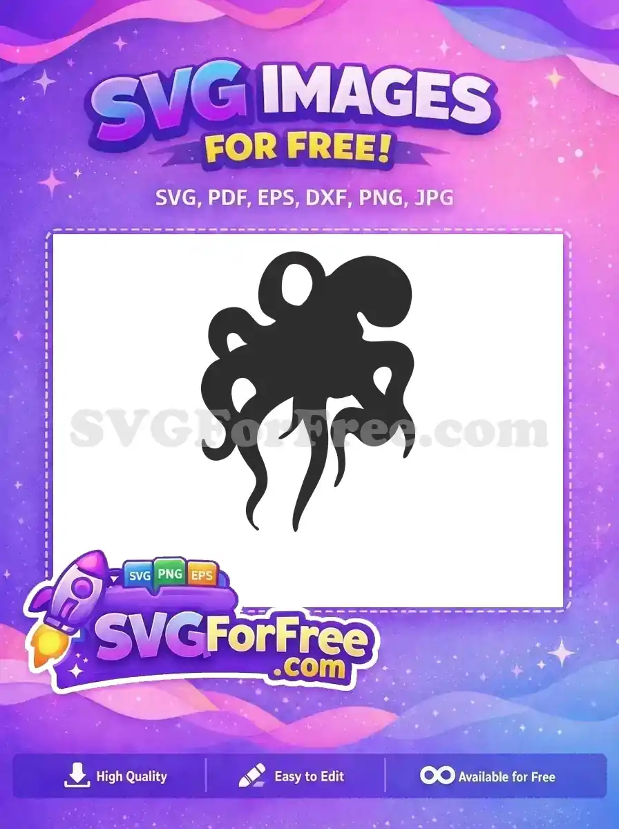 Free Curled Tentacles Free Sea Creature Octopus Silhouette Free SVG 3