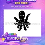 Free Sleeping Octopus Free Sea Creature Silhouette Free SVG - Instant Download