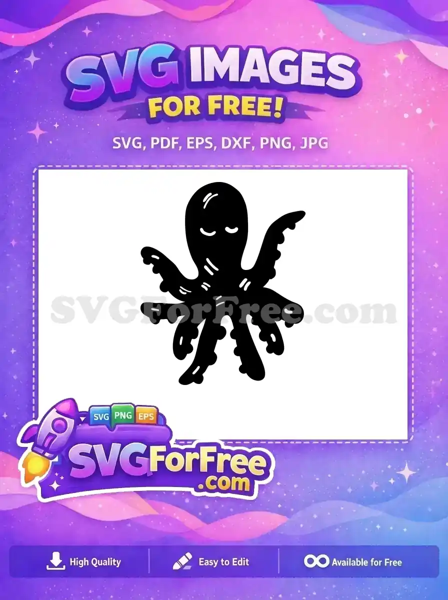 Free Sleeping Octopus Free Sea Creature Silhouette Free SVG