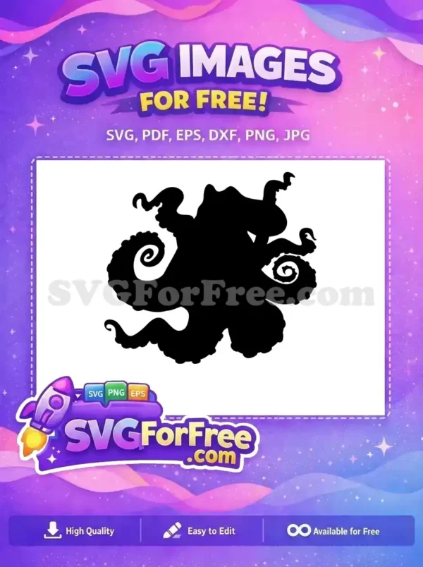 Free Curled Tentacles Free Sucker Detail Octopus Free SVG 4