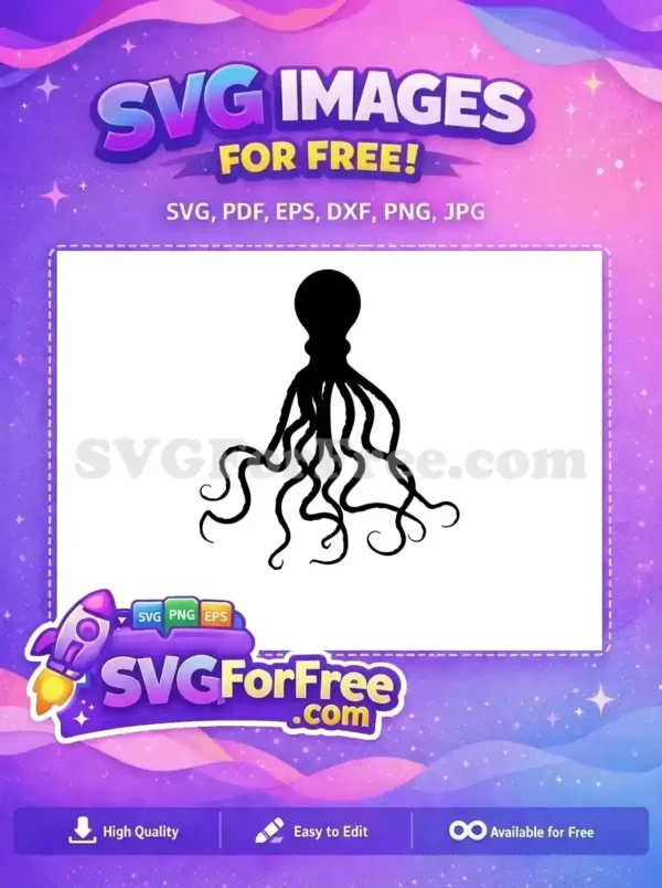 Free Curled Tentacles Free Black Silhouette Octopus Free SVG 4