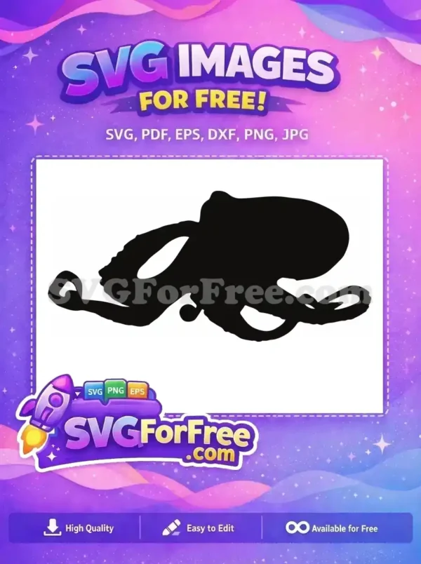 Free Curled Tentacles Free Black Octopus Silhouette Sea Free SVG 2