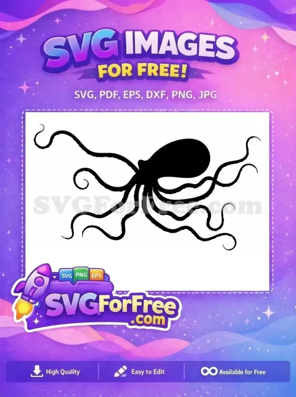 Free Black Octopus Free Tentacle Silhouette Sea Free SVG 4