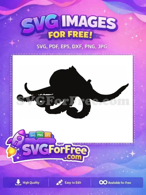 Free Flowing Tentacles Free Ocean Creature Silhouette Print Free SVG