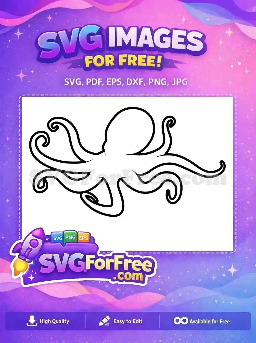Free Curled Tentacles Free Sea Creature Octopus Free SVG 23