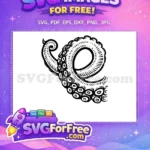Free Swirling Tentacle Free Black Ink Octopus Silhouette Free SVG - Instant Download