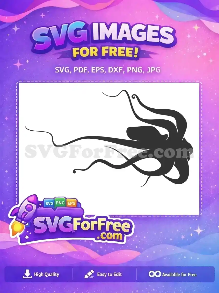 Free Curled Tentacles Free Ocean Creature Octopus Free SVG 7