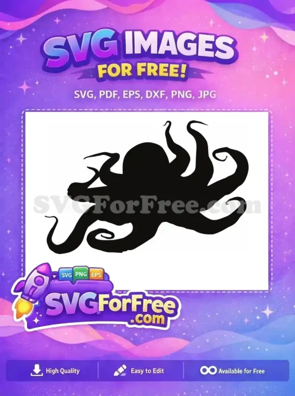Free Curled Tentacles Free Sea Creature Octopus Free SVG 24