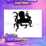 Free Black Tentacle Free Silhouette Octopus Sea Free SVG - Instant Download