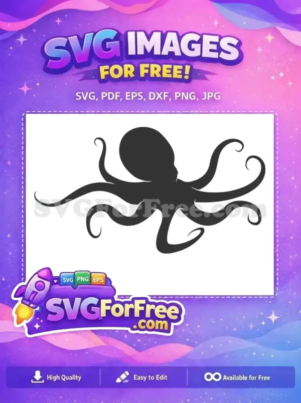Free Curled Tentacles Free Ocean Creature Octopus Silhouette Free SVG