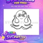 Free Smiling Eyes Free Tentacles Cartoon Octopus Free SVG - Instant Download