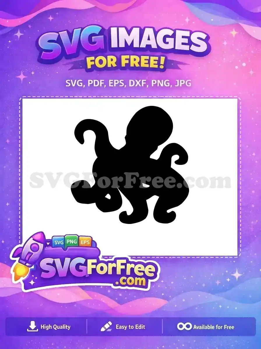 Free Black Octopus Tentacle Free Silhouette Sea Free SVG 6