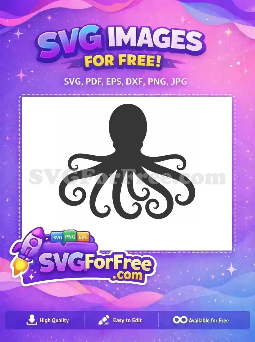 Free Curled Tentacles Free Grey Octopus Silhouette Free SVG