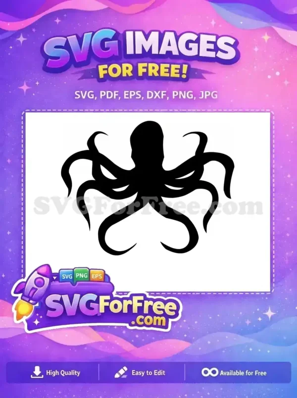 Free Black Tentacle Free Minimalist Octopus Silhouette Free SVG Free Black Tentacle Free Minimalist Octopus Silhouette Free SVG