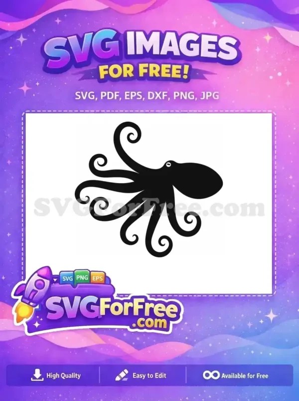 Free Curled Tentacles Free Black Silhouette Octopus Free SVG 7