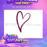 Free Open Heart Free Valentine Maroon Heart Free SVG - Instant Download