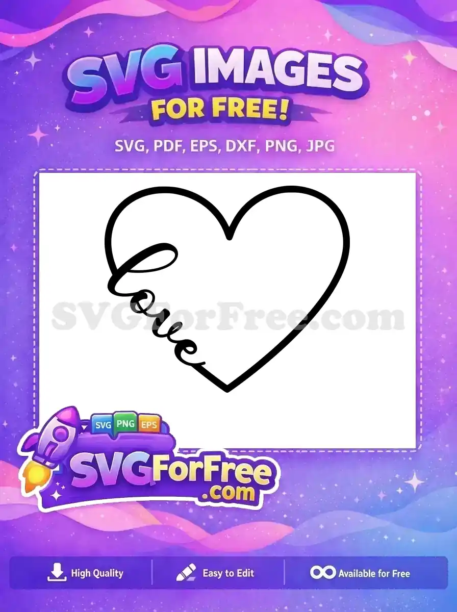 Free Cursive Love Free Open Heart Valentine Free SVG