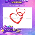 Free Overlapping Red Hearts Free Brush Strokes Valentine Free SVG - Instant Download