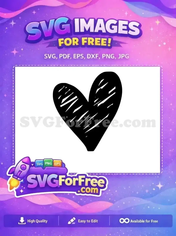 Free Black Open Heart Free Brush Stroke Love Free SVG