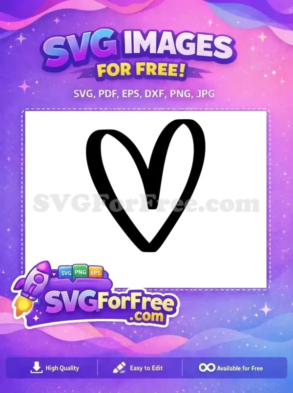 Free Elegant Line Free Open Heart Design Valentines Free SVG