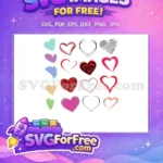 Free Colorful Hearts Set Free Open Heart Designs Valentine Free SVG - Instant Download