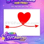 Free Red Heart Free Arrow Valentine Open Heart Free SVG - Instant Download
