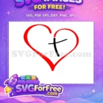 Free Red Outline Free Black Cross Open Heart Free SVG - Instant Download