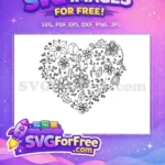 Free Floral Heart Free Flower Bouquet Open Heart Free SVG - Instant Download