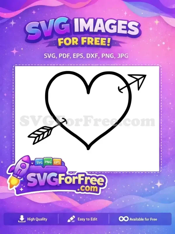 Free Arrow Pierced Heart Free Open Heart Design Free SVG
