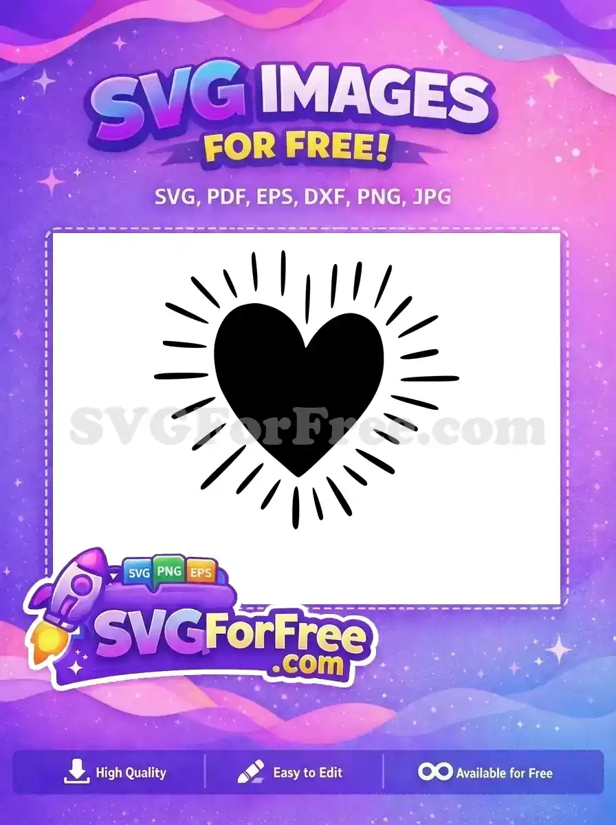 Free Black Heart Free Radiating Lines Open Heart Free SVG
