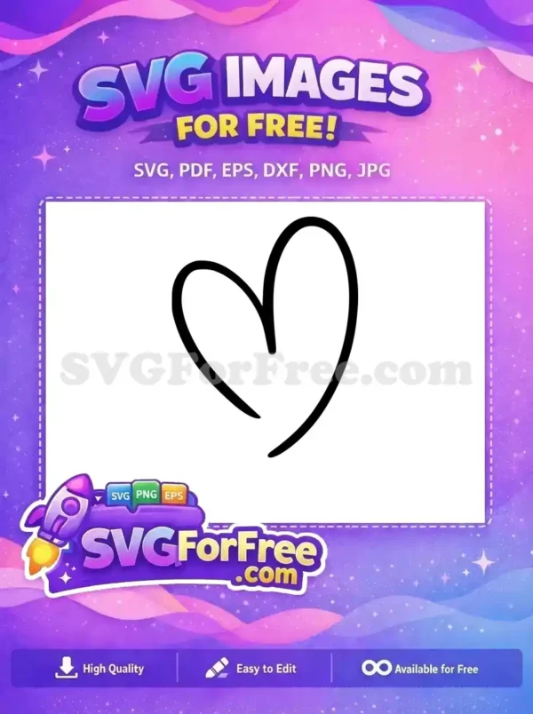 Free Open Heart Free Black Line One Free SVG
