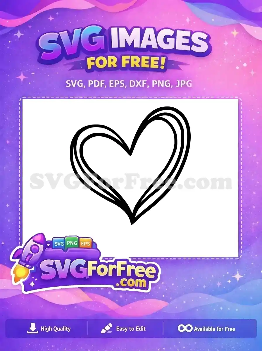Free Black Outline Free Open Heart Design Love Free SVG