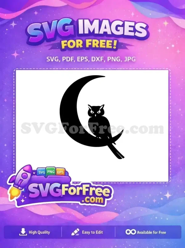 Free Silhouette Owl Free Crescent Moon Night Free SVG Free Silhouette Owl Free Crescent Moon Night Free SVG