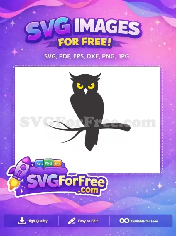 Free Yellow Eyes Free Black Owl Silhouette Halloween Free SVG