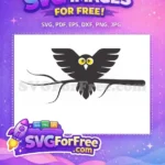 Free Yellow Eyes Free Branch Perched Owl Silhouette Free SVG - Instant Download