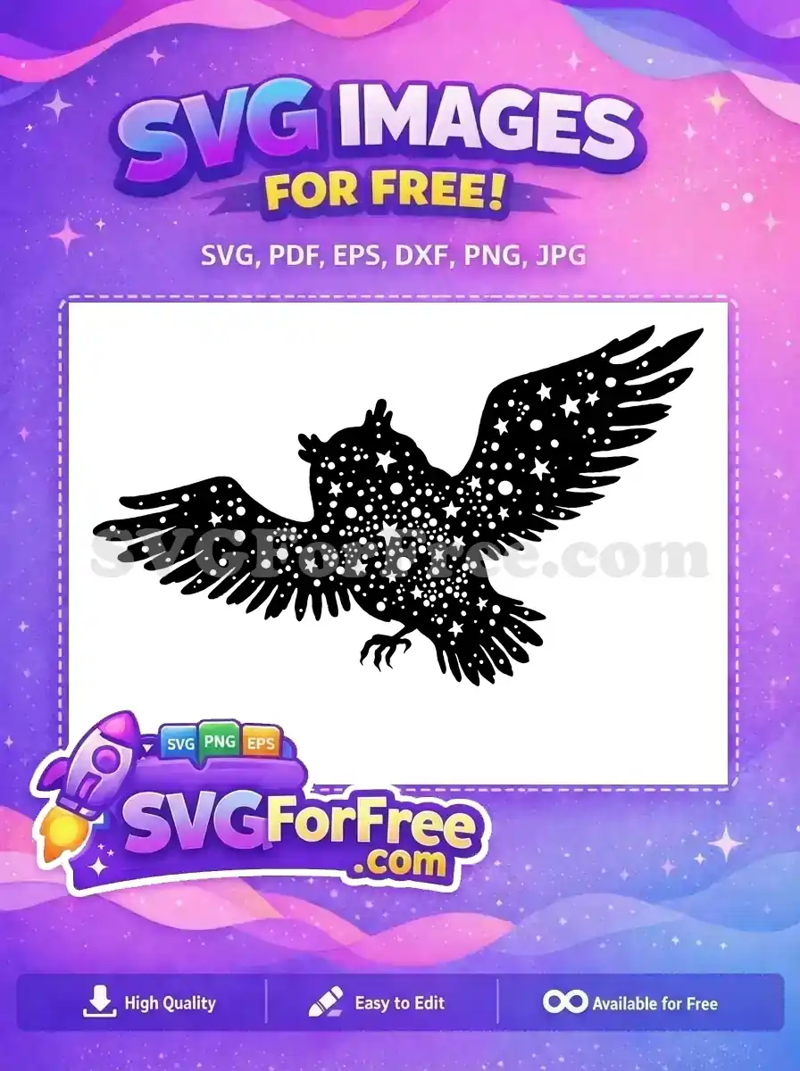 Free Flying Starry Owl Free Silhouette Night Free SVG